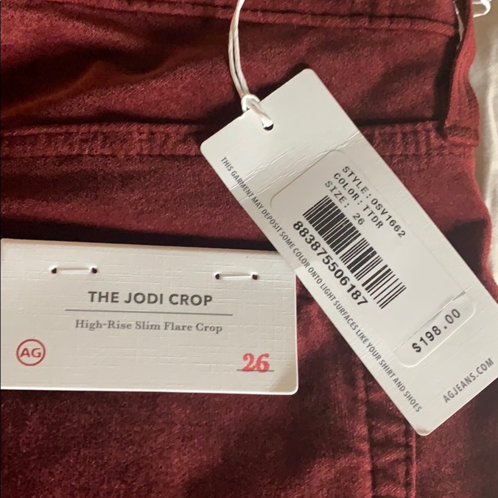 AG The Jodi velvet high rise crop jeans Sz 26 NWT - Picture 10 of 10